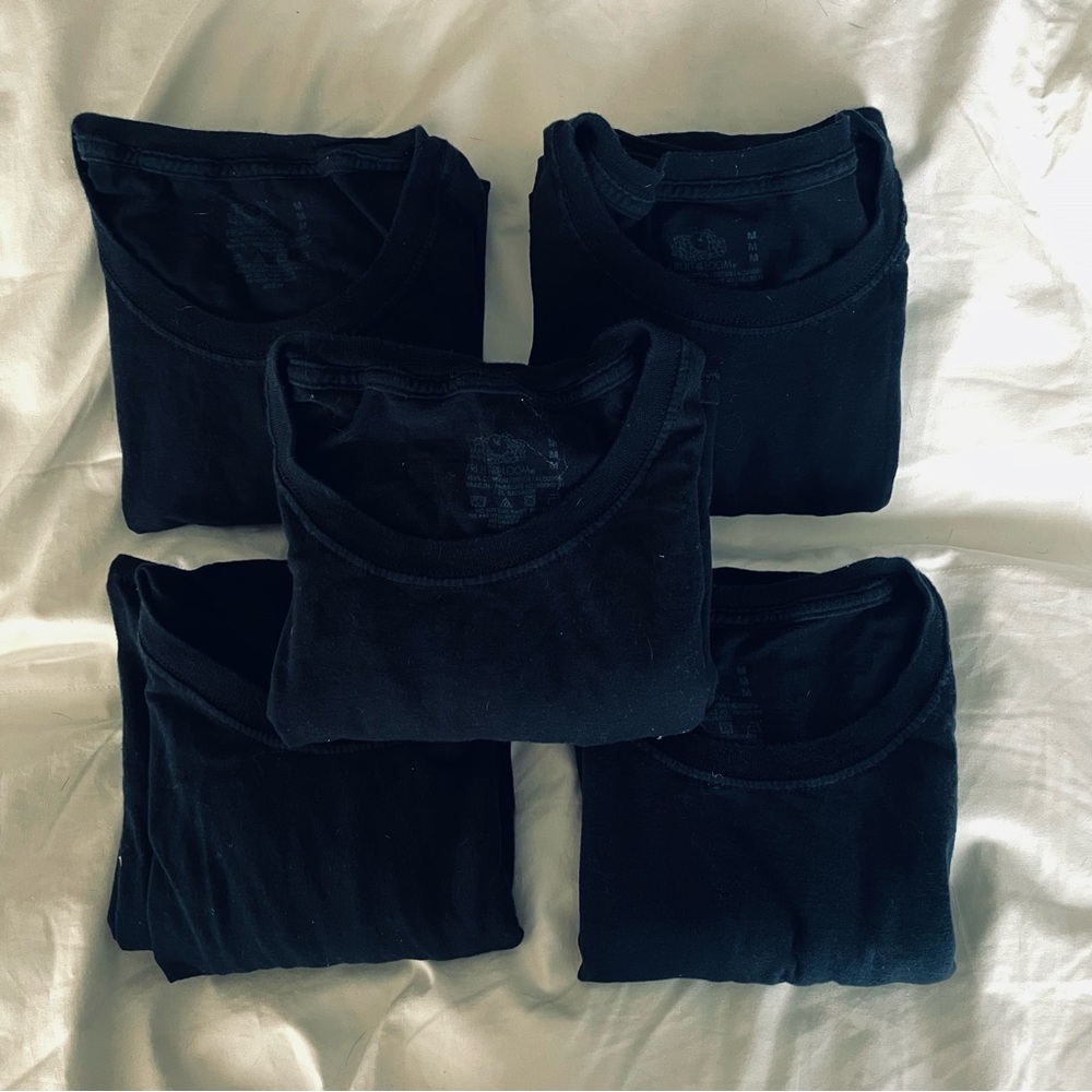 Fruit of the Loom black cotton at shirts set of 5